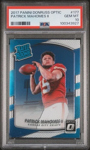 2017 Panini Donruss Optic Patrick Mahomes II RC Rated Rookie #177 Chiefs PSA 10
