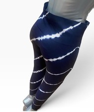 Tory Burch Shibori Tie-Dye High-Rise Leggings: Size Small, Navy/White