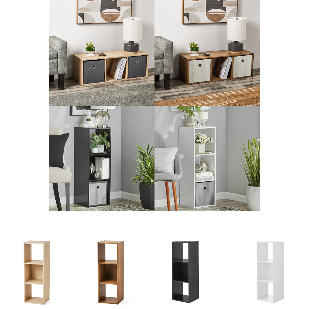 置物 Always Be Mine Mainstays Modern Storage 3-Cube Shelf Organizer, Bookcase, Home