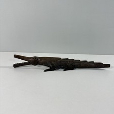 Vintage Dark Wood Crocodile 35cm Flat-Body Sculpture Artisan Detail ebony Uganda