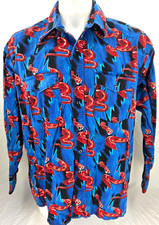 Wrangler Vtg Blue Rattlesnake Pearl Snap Long Sleeve Western Shirt Men's 2XL