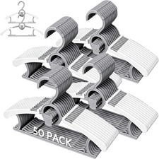 50 Pack Baby Hangers for Nursery Closet, Adjustable Non-Slip Kids Hangers with
