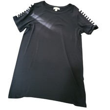 Michael Michael Kors Black Ladder Sleeve Shift Dress Womens 1X Short Sleeve Mini