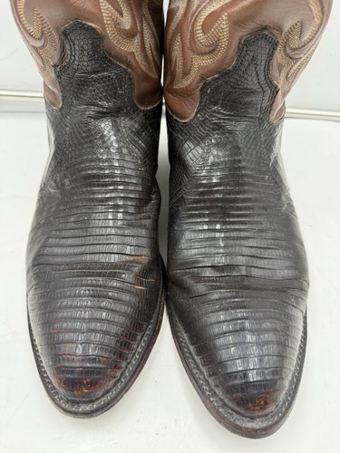 VTG J. Chisholm D594 Lizard Skin Leather Cowboy Boots Handcrafted USA Mens 8.5 E - Picture 2 of 18