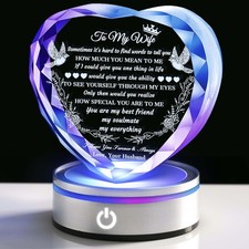 Gifts for Wife with LED Base, Romantic Crystal Keepsakes Presents for Wedding...