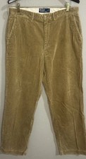 Vintage Polo Ralph Lauren Hammond Pants Men 35x32 Beige Corduroy Pleated