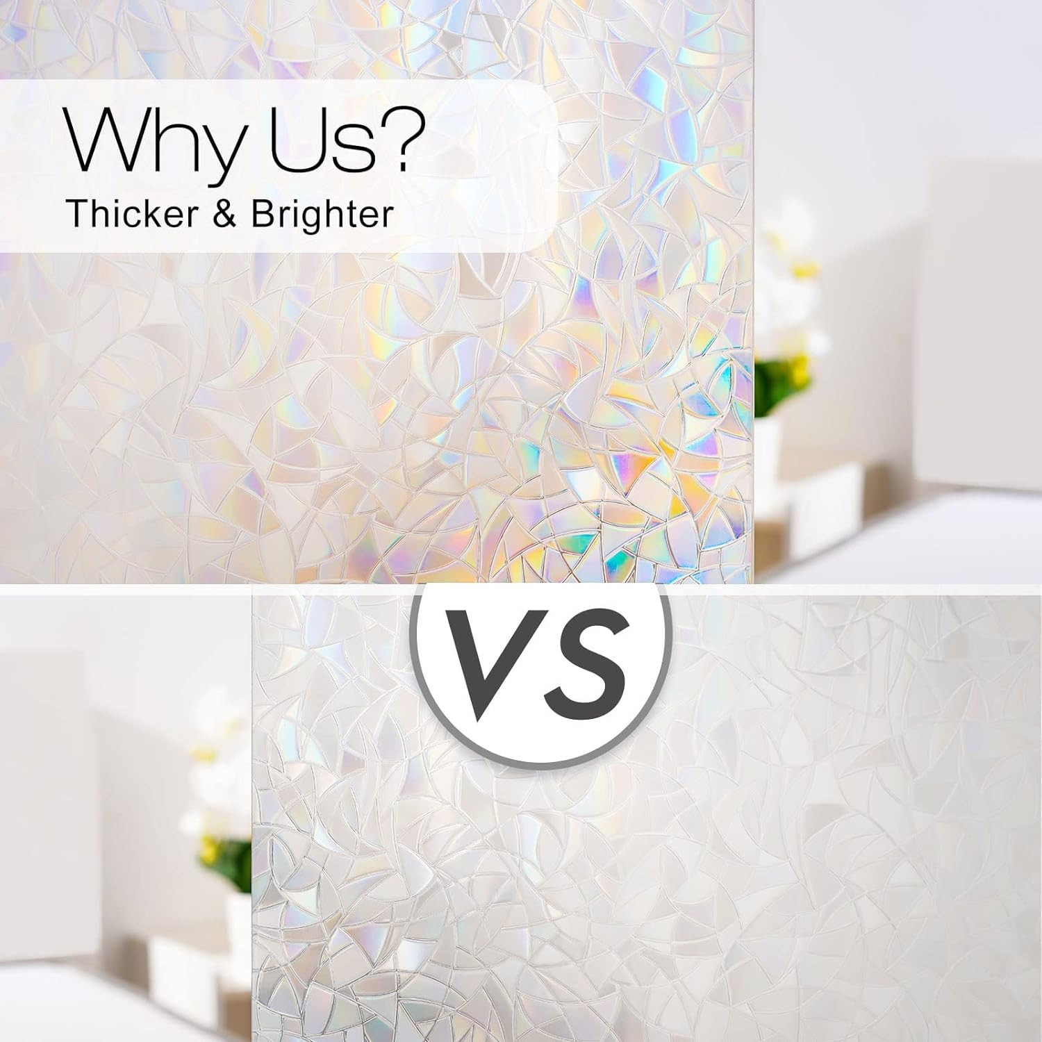 Rabbitgoo Window Privacy Film Rainbow Film Decorative Window Sticker, 3D Static 