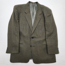 Vtg Mani Giorgio Armani Italy 40R Green Check Alpaca Wool Tweed Blazer Jacket