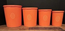 Vintage Nesting Tupperware Servalier Orange Canisters 4 Piece Set + Lids 1970s