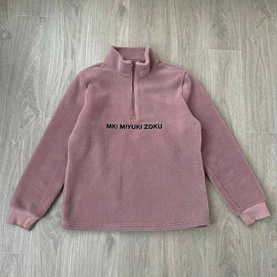 MKI MIYUKI ZOKU Pink Fleece 1/4 Zip Mock Neck Pullover Sweater Men's M
