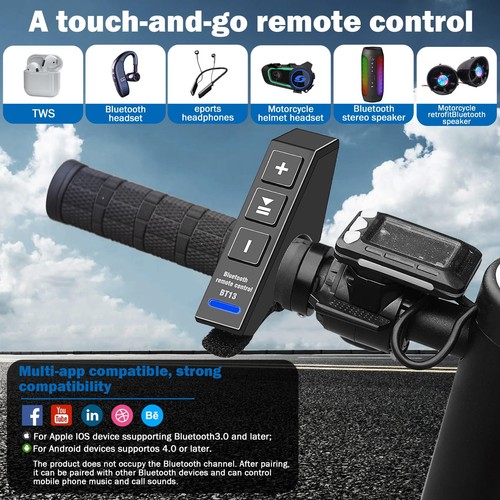 Telecomando del Manubrio del Moto telecomando senza Fili Bluetooth BT13 V5.0 per - Photo 20/24
