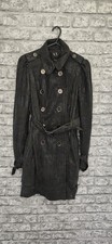 A|X Armani Exchange Women's Croc Effect Trench Coat Belted Black Uk Small (C)