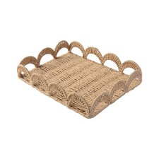 Geflochtenes Strohtablett beige rechteckiges Tablett gewebt