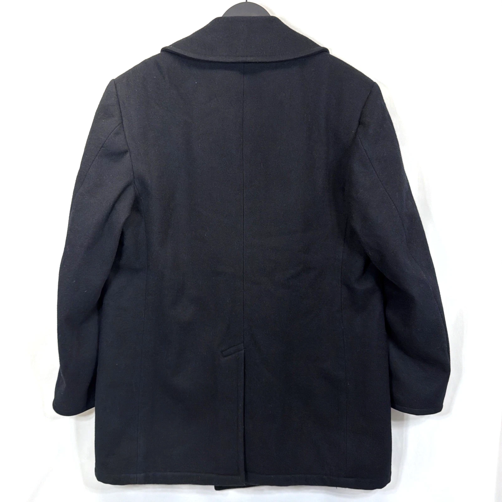 US Navy Issued Peacoat Military Authentic DSCP Thick Wool Men 46 L Black USN image 6
