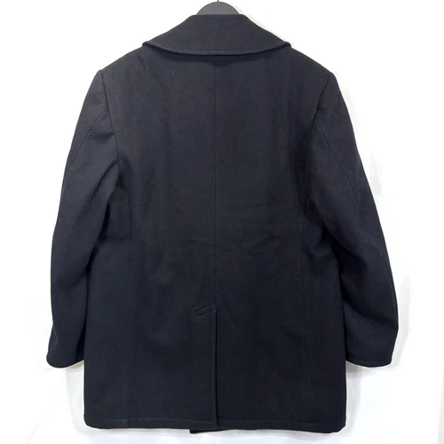 US Navy Issued Peacoat Military Authentic DSCP Thick Wool Men 46 L Black USN image 6