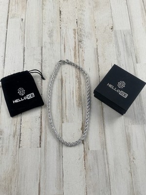 Iced 10 mm Rope Chain Necklace Real 925 Silver Men's Hip Hop 24  New Fast Ship