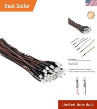 30pcs 12 Volt 3mm Warm White LED Lights Emitting Diodes Pre Wired 7.9 inch DC...