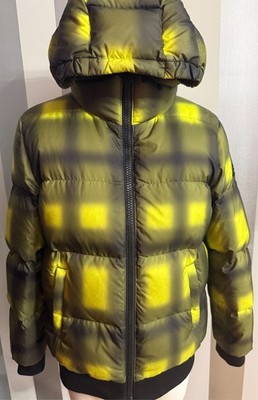 Moose Knuckles Puffer Down Jacket in Black Yellow Plaid Boys size Large $550