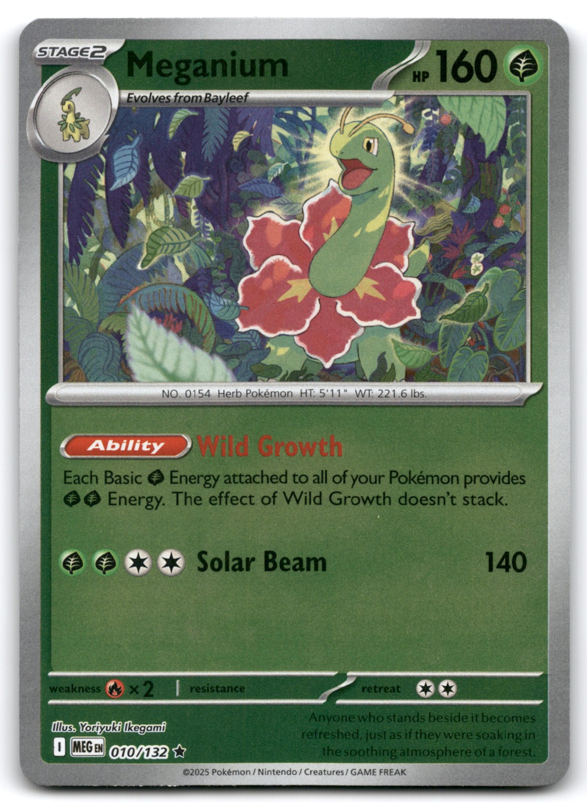 Meganium Reverse Holo 010/132 ME01: Mega Evolution Lightly played