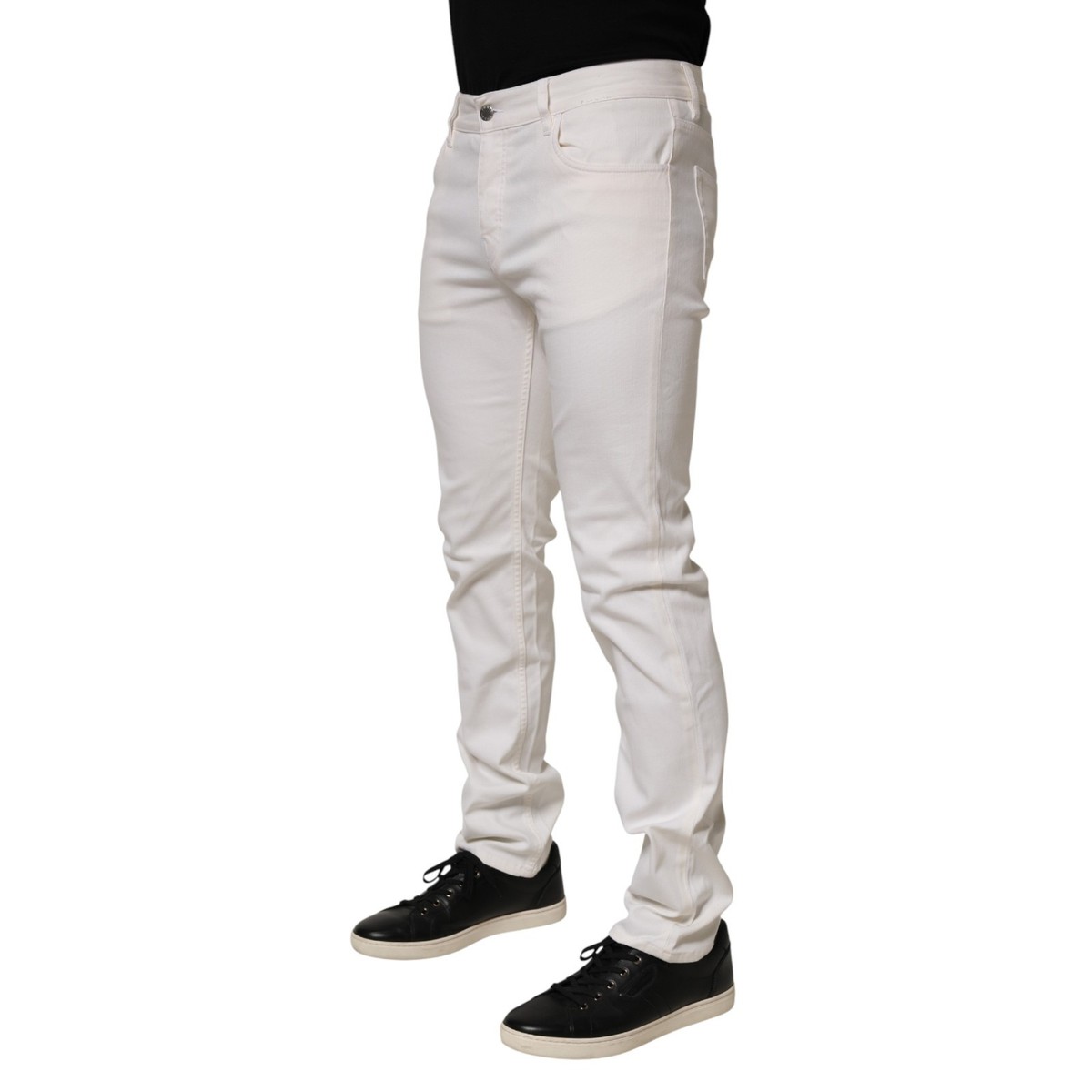 PRADA Jeans White Mid Waist Skinny Fit Denim Casual Trousers Tag s