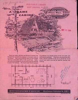 1964 USDA A-Frame Cabins Plan 5964 5965 Gov Pub Congress Frank