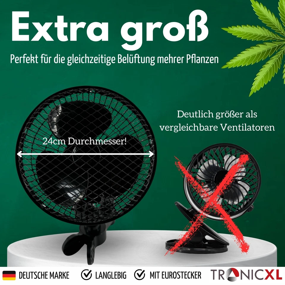Premium Clip Ventilator oszilierend für Growbox Grow Grower Zelt Lüfter mit Stro - Bild 4 von 4