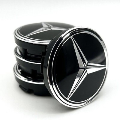 für 4x 56mm Mercedes Benz Nabenkappen Felgendeckel Emblem Radnabendeckel Schwarz