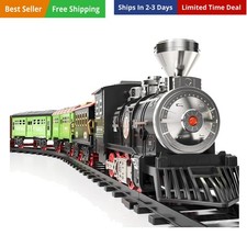 Large Train Set - Kids Electric Train Toy with 3 Way Smoke Locomotive, Light ...
