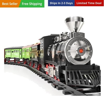 Large Train Set - Kids Electric Train Toy with 3 Way Smoke Locomotive, Light ...