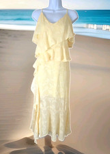 Wild Fable Slip Dress XL Yellow Floral Maxi Ruffled Adjustable Straps Lined NWT