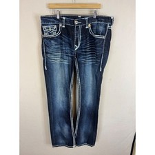 True Religion Straight Leg Super T Stitch Dark Wash Denim Jeans Mens 38X34