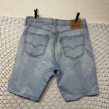 Levis 505 Denim Shorts Mens Size W34 Blue Jean Regular Fit Casual Stretch