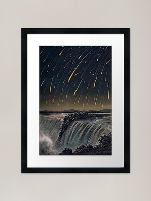 Vintage Gemälde Meteorschauer Rahmen gerahmt Wandbild Poster Leinwanddruck Bild