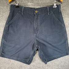 Carhartt B145 BLB Canvas Work Shorts Men 34 Blue Navy Canvas Utility Vintage Y2K