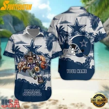 Dallas Football Team Cowboyss Hawaiian Button Down Shirt Unisex Adults S-5XL