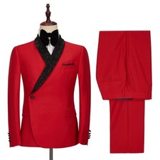 Men's 2 Piece Double Breasted Shawl Lapel Party Prom Groom Tuxedos Wedding Suit