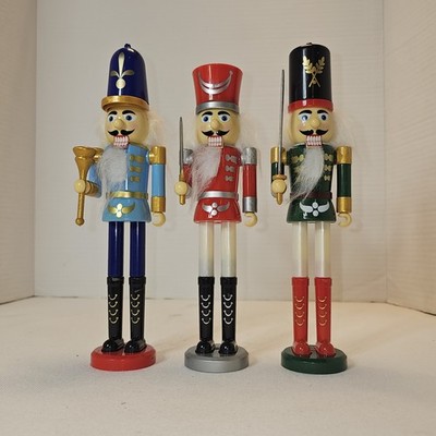 Nutcrackers Set of 3 Royal Soldiers Plastic 9 Inch