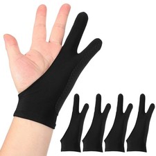 4pcs Artist Drawing Glove m Size 3-Layer 2-Fingers Graphics Painting Glove Black