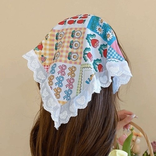 Strawberry Pattern Lace Hair Scarf Hair Accessories fot Women Girls - Picture 9 of 9