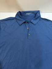 Nike Golf Dri-FIT Men  s L Blue Solid Short Sleeve Polo Shirt Logo Button