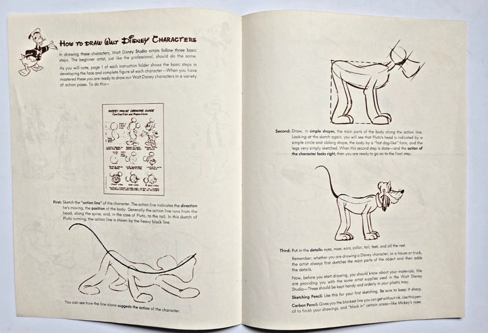 RARO JUEGO DE "GUÍAS DE DIBUJO" WALT DISNEY AÑOS 50/60 - MICKEY, DONALD, DUMBO + Foto 3 de 4