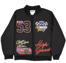 NASCAR Racing Varsity Bomber Jacket Graphic Print Racecar Youth Sz 14/16 NEW