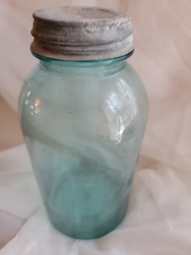 Rare Vintage Blue Ball Quart Perfect Mason Jar With Zinc Lid 9 1/2" - Picture 5 of 7