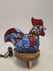 Vtg Tiffany Style Stained Glass Chicken Rooster Lamp Nightlight Farmhouse WORKS