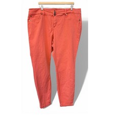 Torrid Plus Size Wm Denim 24R Coral Buttonfly Cotton Blend Colorful Casual Jeans
