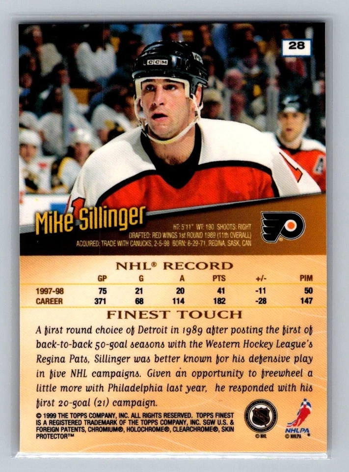 1998-99 Finest Hockey Mike Sillinger #28 - Image 2 of 2
