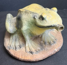 Vintage 5.25 Cement Frog Pond Spitter w/ Bras...