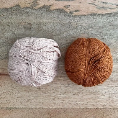 Fine Fingering Yarn Light Pink & Rust Alpaca Lace 3.6 Oz Total Knitting Crochet - Photo 1/4