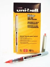 Uni-ball Vision Red Ink Fine Point Roller Ball Pen One Dozen 12-Pens New (60139)