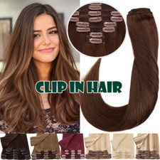 100 Human Hair Extensions Clip In THICK Double Weft Remy Hair Full Head 10-24"